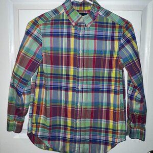 Ralph Lauren Boy's Multi Colored Plaid Shirt Sz M 8/10